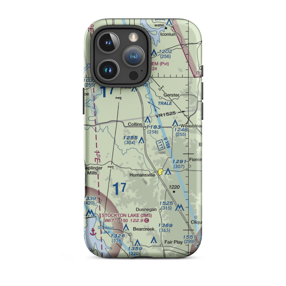 Peterman Airport (MU69) VFR Sectional  Tough iPhone Case iPhone 16 Pro Max model shown