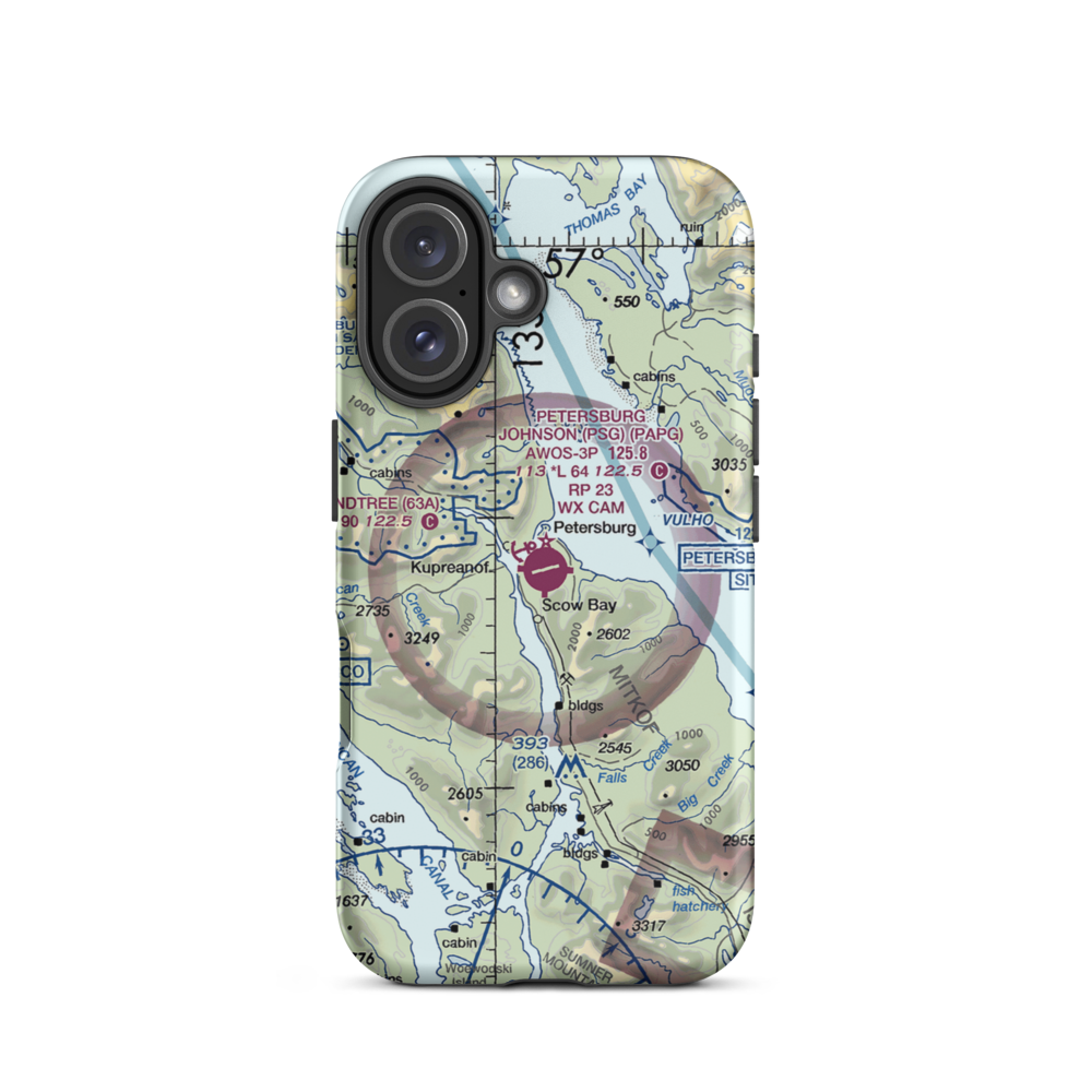 Petersburg James A Johnson Airport (PSG) VFR Sectional  Tough iPhone Case iPhone 16 model shown