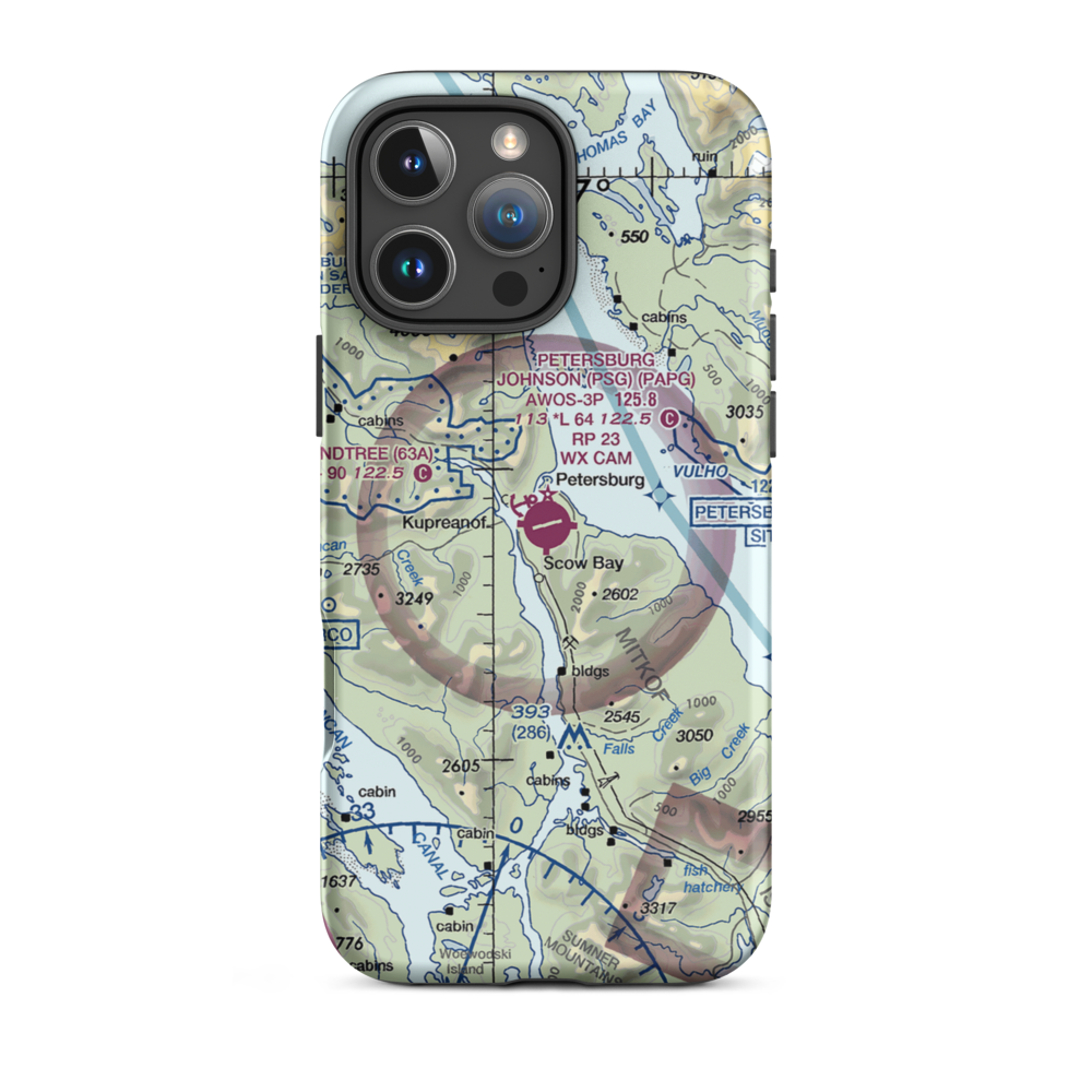 Petersburg James A Johnson Airport (PSG) VFR Sectional  Tough iPhone Case iPhone 16 Pro Max model shown