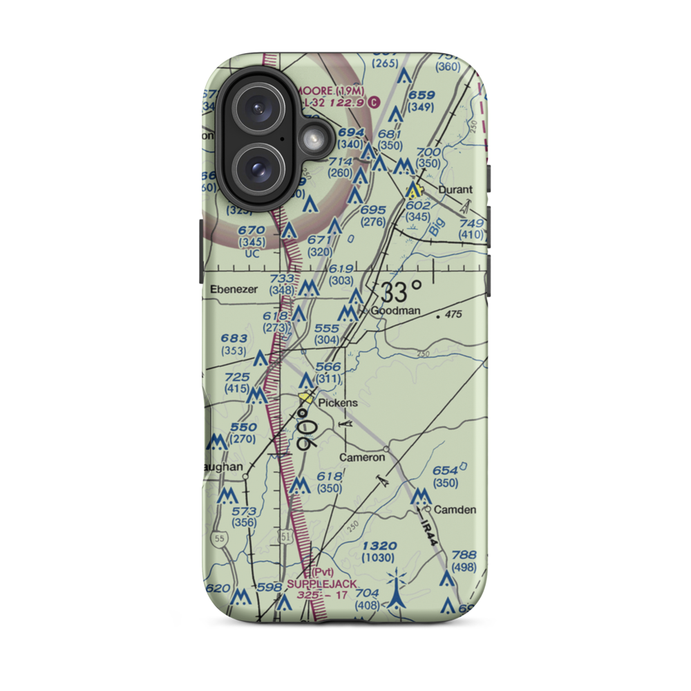 Peterson Airport (1MS2) VFR Sectional  Tough iPhone Case iPhone 16 Plus model shown
