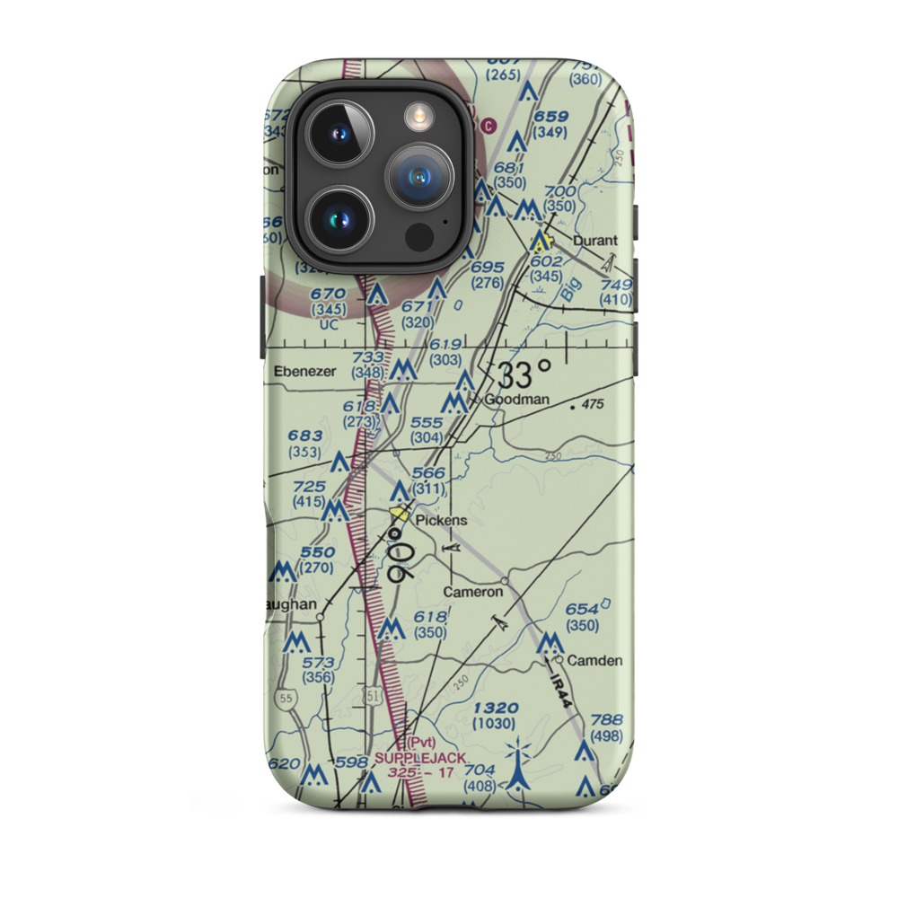 Peterson Airport (1MS2) VFR Sectional  Tough iPhone Case iPhone 16 Pro Max model shown