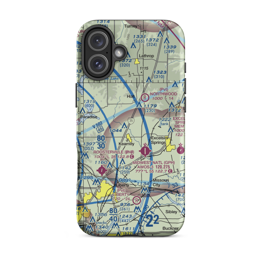 Peterson Farm Airport (MO26) VFR Sectional  Tough iPhone Case iPhone 16 Plus model shown