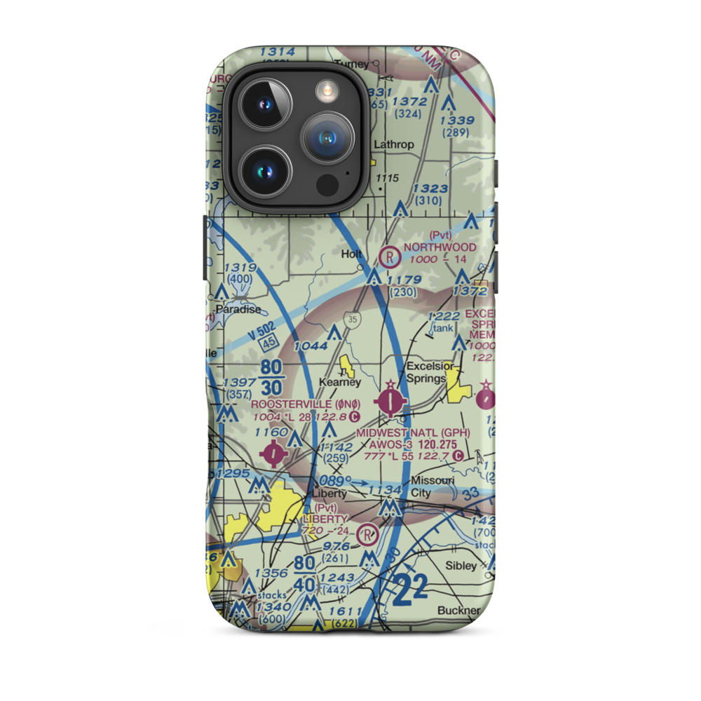 Peterson Farm Airport (MO26) VFR Sectional  Tough iPhone Case iPhone 16 Pro Max model shown