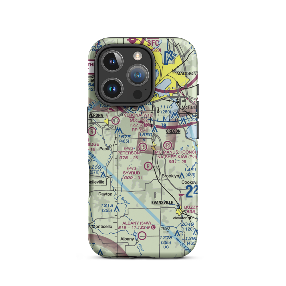 Peterson Field (15WI) VFR Sectional  Tough iPhone Case iPhone 16 Pro model shown