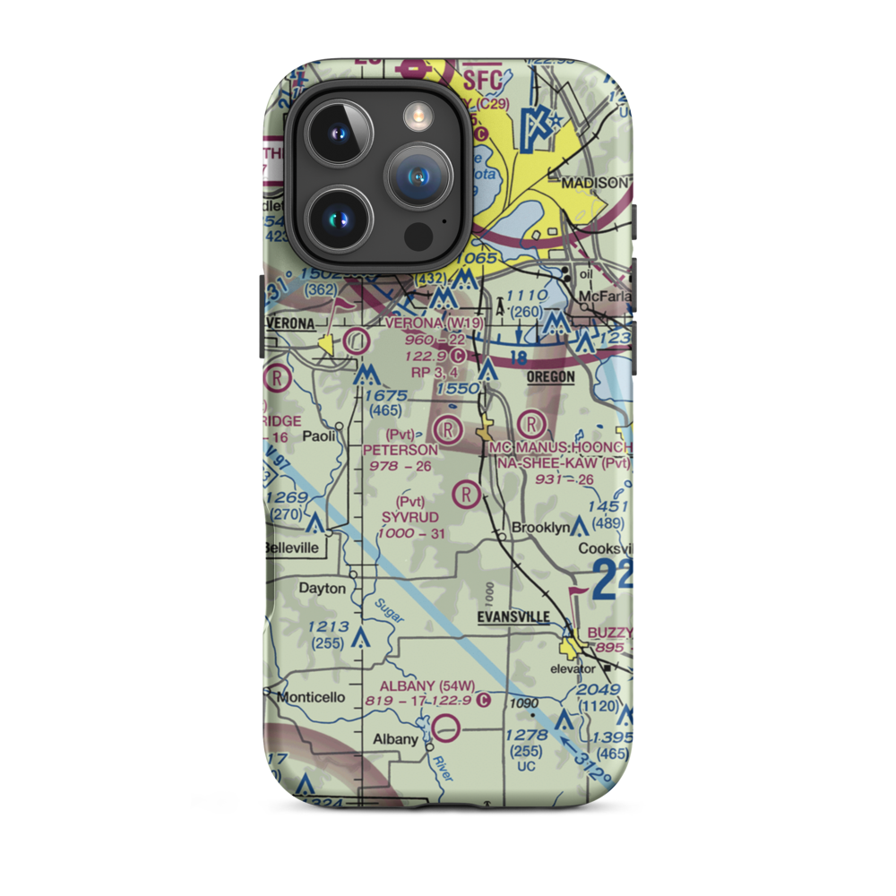 Peterson Field (15WI) VFR Sectional  Tough iPhone Case iPhone 16 Pro Max model shown