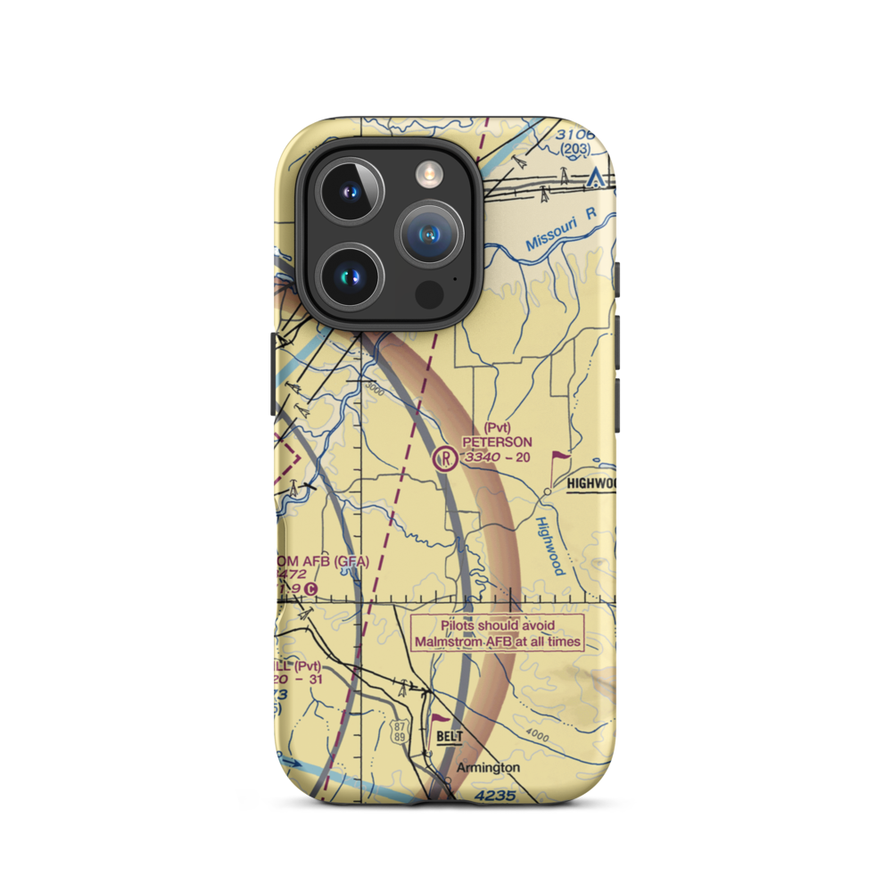 Peterson Ranch Airport (MT77) VFR Sectional  Tough iPhone Case iPhone 16 Pro model shown