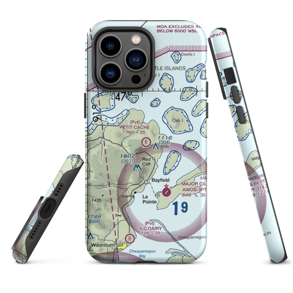 Petit Cache Airport (WS19) VFR Sectional  Tough iPhone Case iPhone 14 Pro Max model shown