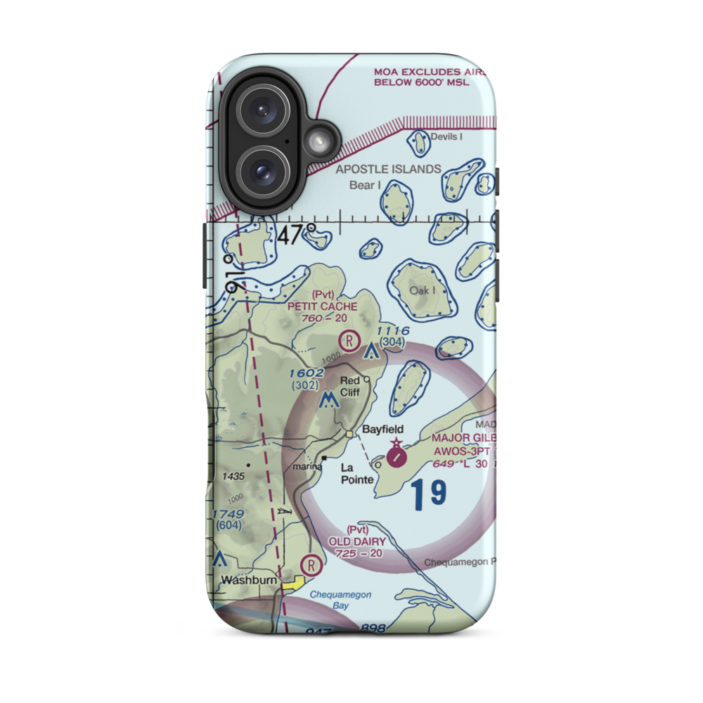 Petit Cache Airport (WS19) VFR Sectional  Tough iPhone Case iPhone 16 Plus model shown