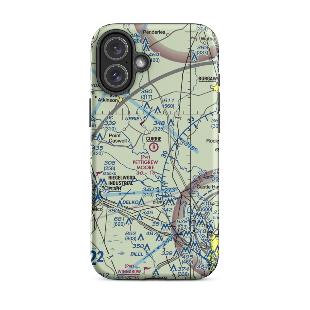 Pettigrew Moore Aerodrome (33NC) VFR Sectional  Tough iPhone Case iPhone 16 Plus model shown
