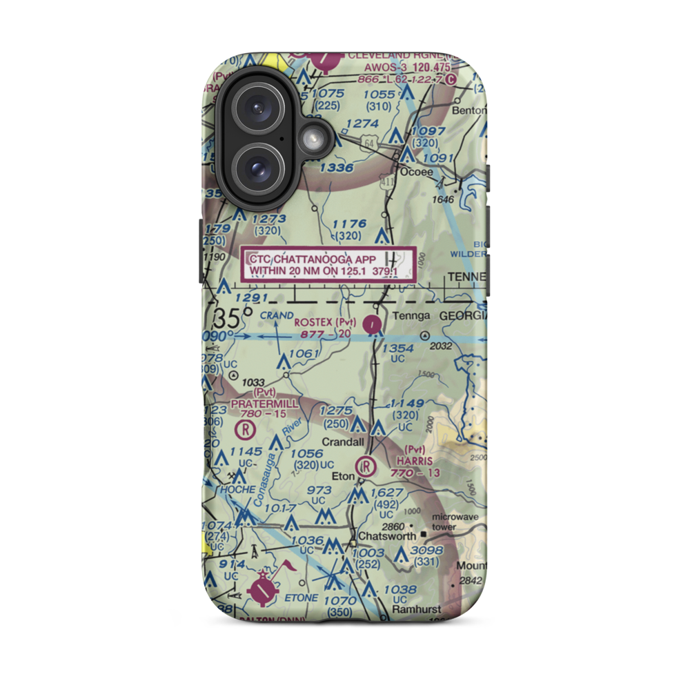 Petty Farms Airport (2GE7) VFR Sectional  Tough iPhone Case iPhone 16 Plus model shown