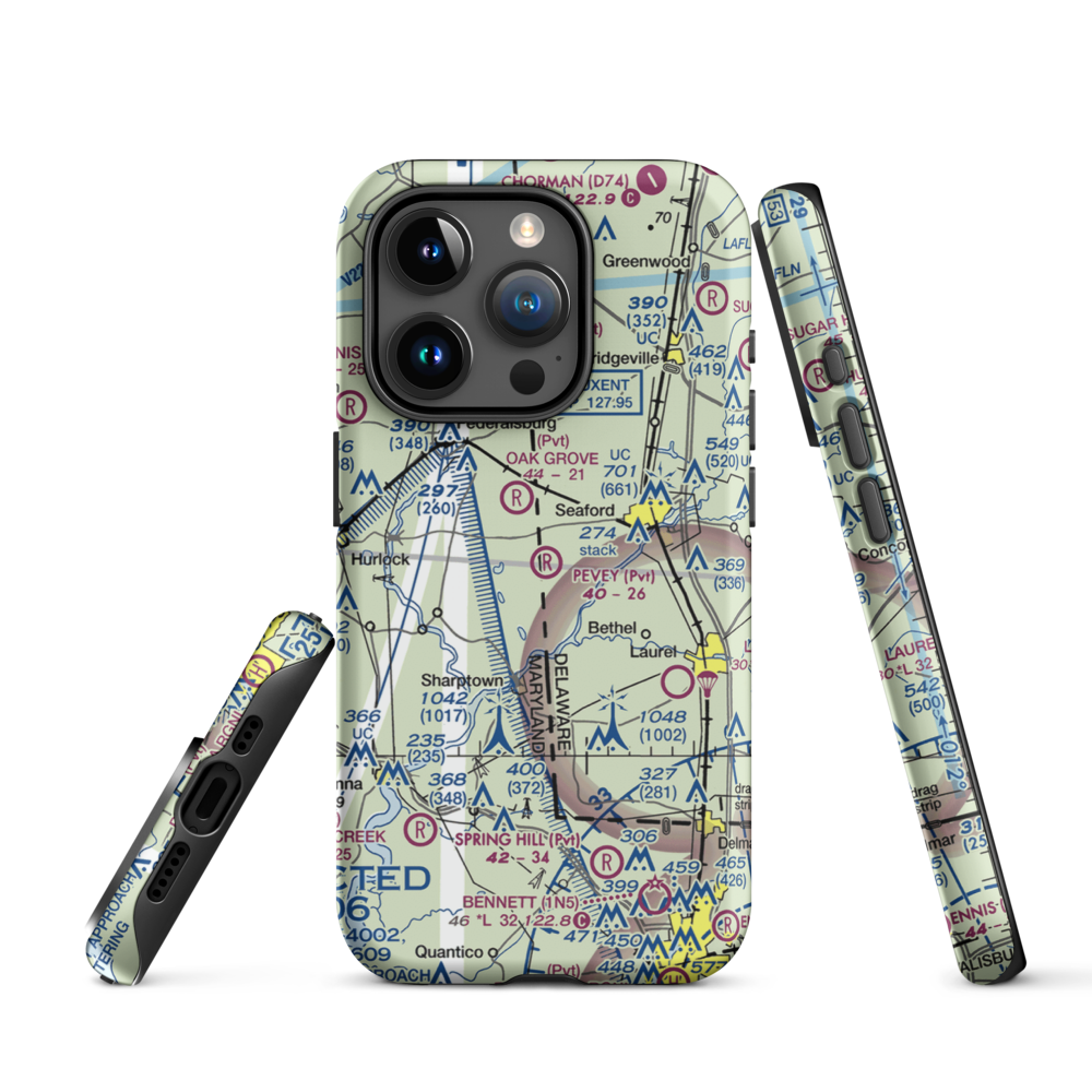 Pevey Airport (DE15) VFR Sectional  Tough iPhone Case iPhone 15 Pro model shown