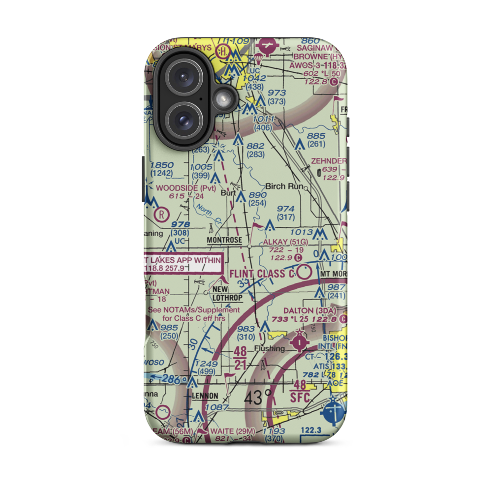 Pewanogowink-Banks Airport (MI43) VFR Sectional  Tough iPhone Case iPhone 16 Plus model shown