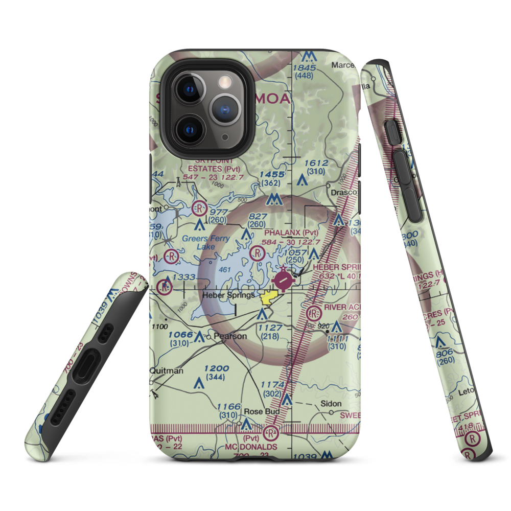 Phalanx Airport (30AR) VFR Sectional  Tough iPhone Case iPhone 11 Pro model shown