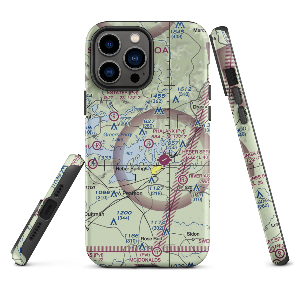Phalanx Airport (30AR) VFR Sectional  Tough iPhone Case iPhone 13 Pro Max model shown