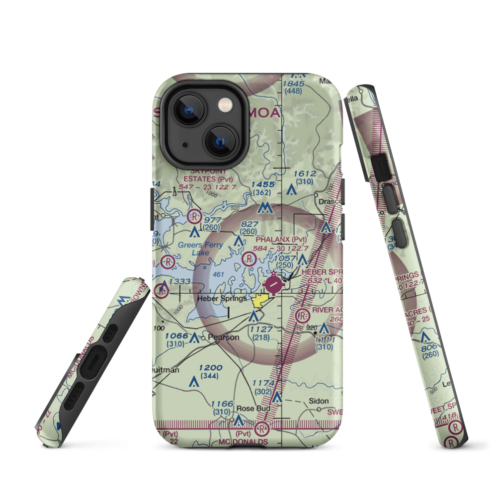 Phalanx Airport (30AR) VFR Sectional  Tough iPhone Case iPhone 14 model shown