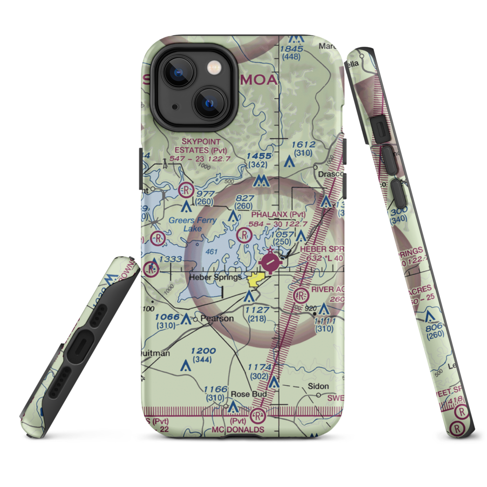 Phalanx Airport (30AR) VFR Sectional  Tough iPhone Case iPhone 14 Plus model shown