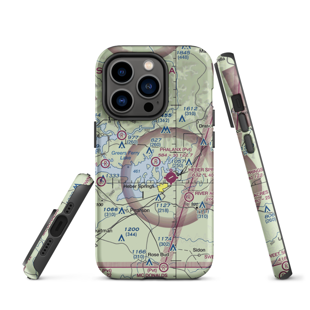 Phalanx Airport (30AR) VFR Sectional  Tough iPhone Case iPhone 14 Pro model shown