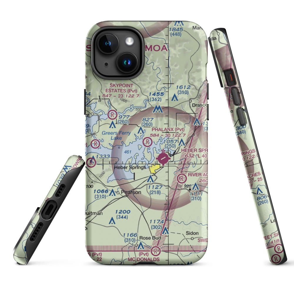 Phalanx Airport (30AR) VFR Sectional  Tough iPhone Case iPhone 15 Plus model shown