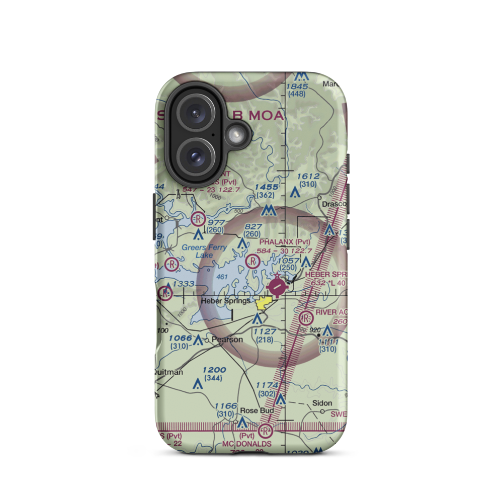 Phalanx Airport (30AR) VFR Sectional  Tough iPhone Case iPhone 16 model shown