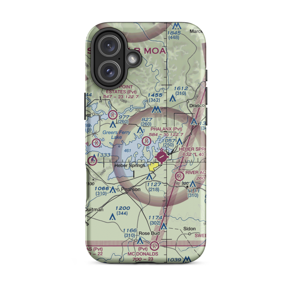 Phalanx Airport (30AR) VFR Sectional  Tough iPhone Case iPhone 16 Plus model shown