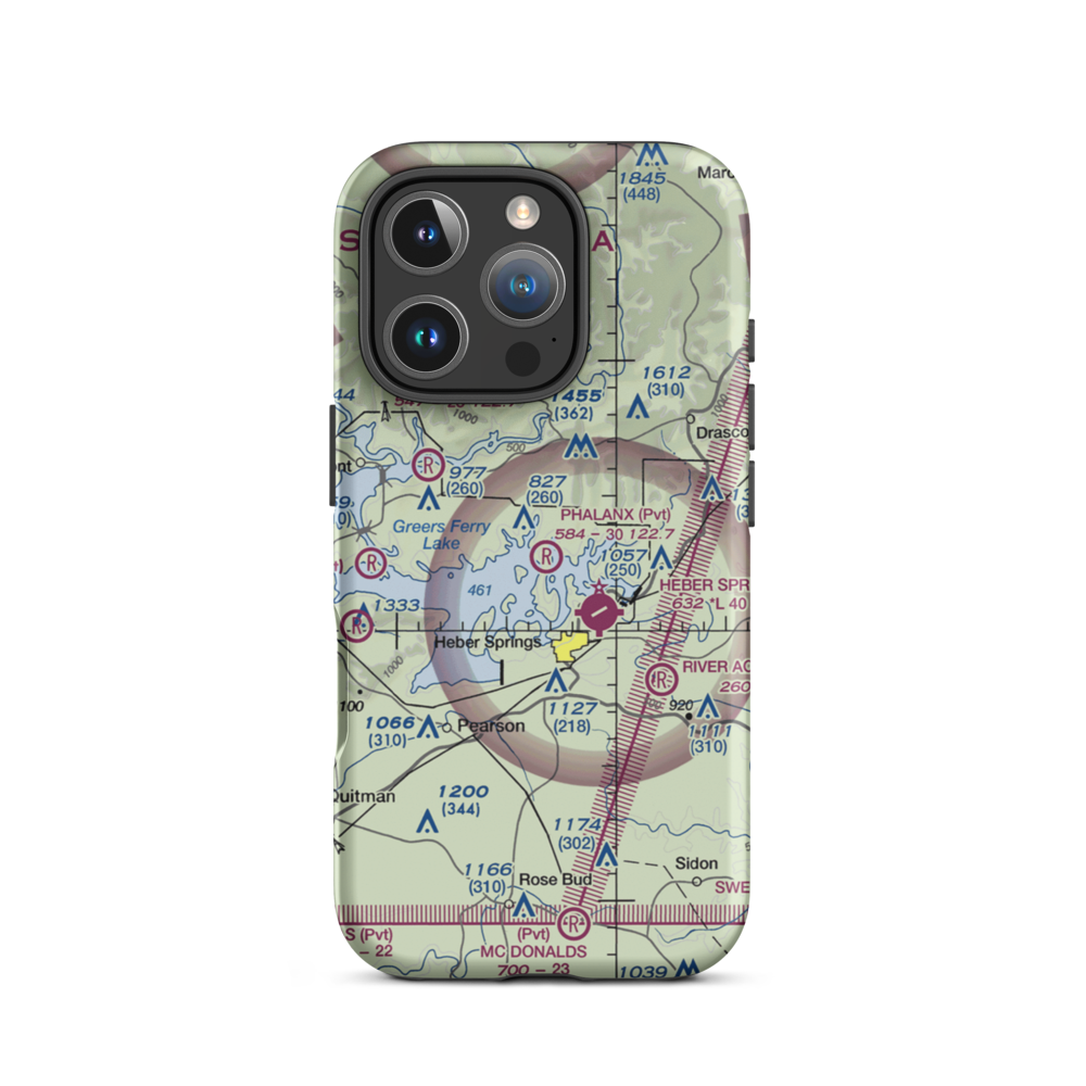 Phalanx Airport (30AR) VFR Sectional  Tough iPhone Case iPhone 16 Pro model shown
