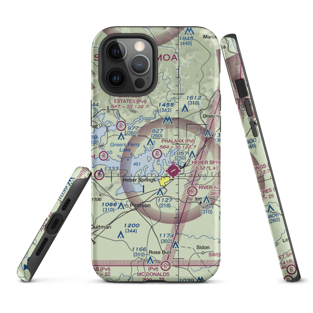 Phalanx Airport (30AR) VFR Sectional  Tough iPhone Case iPhone 12 Pro Max model shown