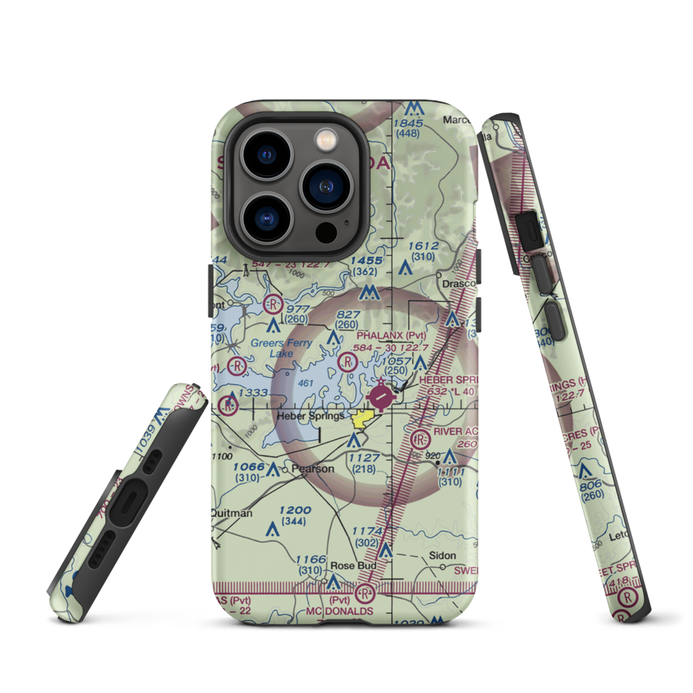 Phalanx Airport (30AR) VFR Sectional  Tough iPhone Case iPhone 13 Pro model shown