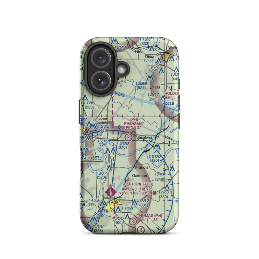 Pheasant Wings Airport (26OK) VFR Sectional  Tough iPhone Case iPhone 16 model shown