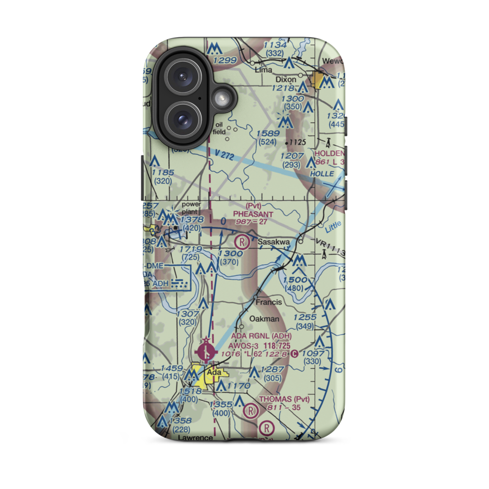 Pheasant Wings Airport (26OK) VFR Sectional  Tough iPhone Case iPhone 16 Plus model shown