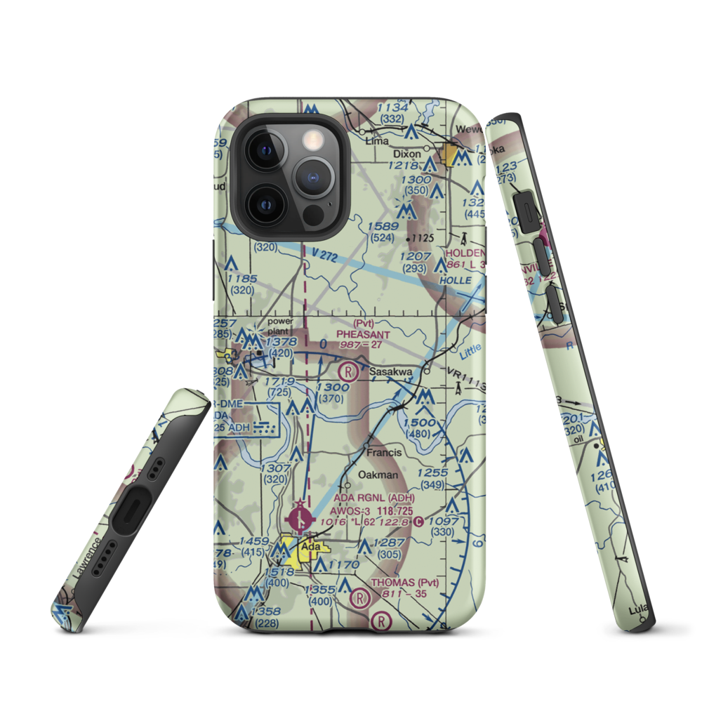Pheasant Wings Airport (26OK) VFR Sectional  Tough iPhone Case iPhone 12 Pro model shown