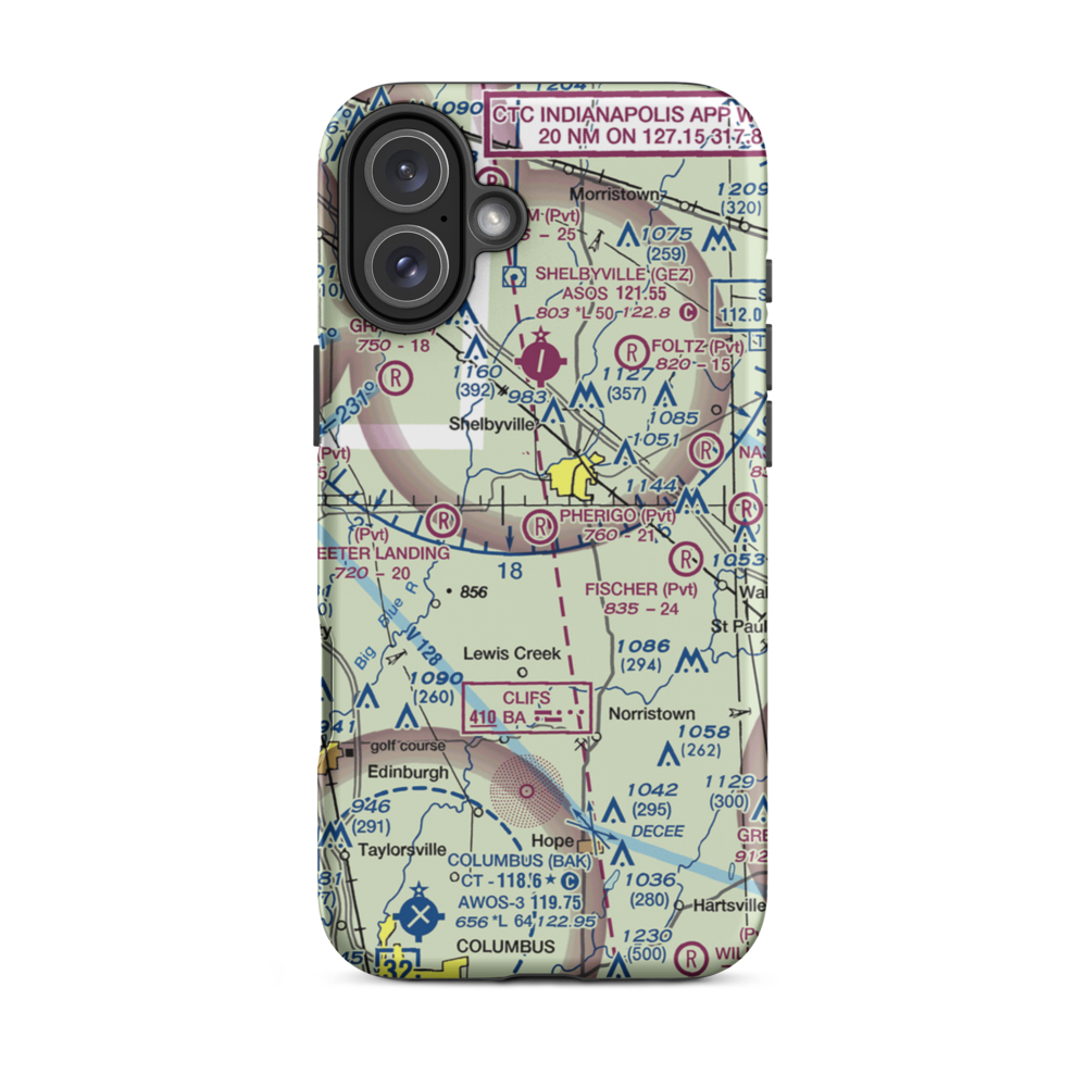 Pherigo Airport (IN49) VFR Sectional  Tough iPhone Case iPhone 16 Plus model shown