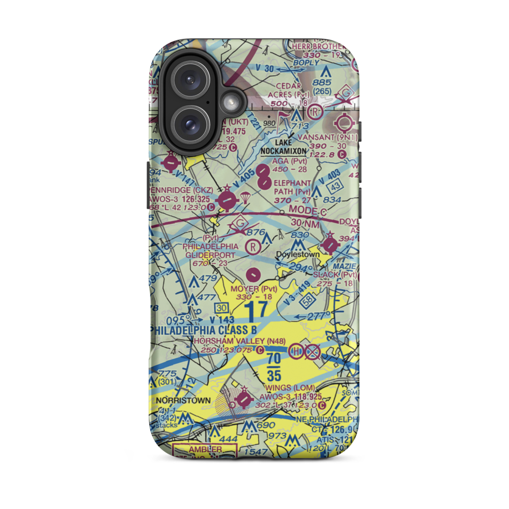 Philadelphia Gliderport (3PA2) VFR Sectional  Tough iPhone Case iPhone 16 Plus model shown