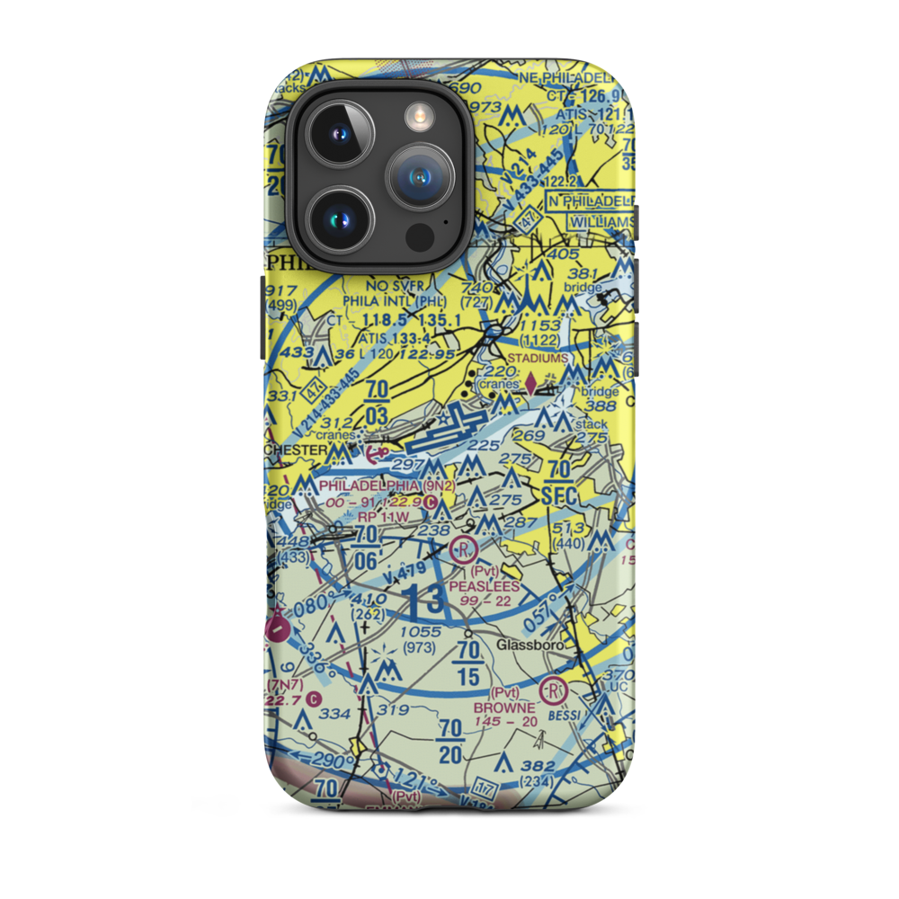 Philadelphia International Airport (PHL) VFR Sectional  Tough iPhone Case iPhone 16 Pro Max model shown