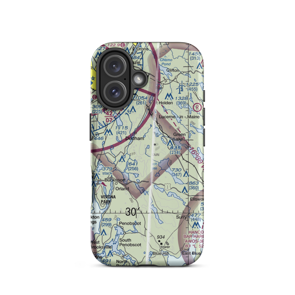 Philbrick Mountain Airport (72ME) VFR Sectional  Tough iPhone Case iPhone 16 model shown