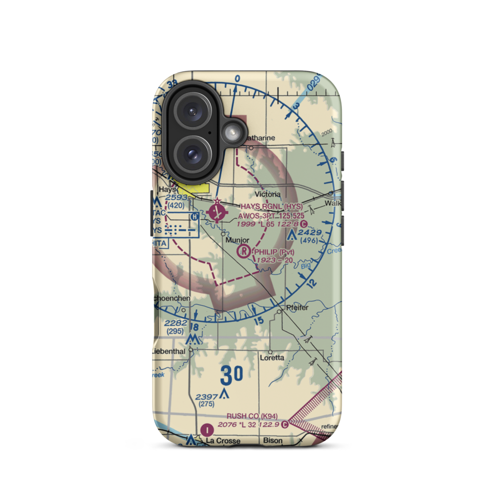 Philip Ranch Airport (73KS) VFR Sectional  Tough iPhone Case iPhone 16 model shown