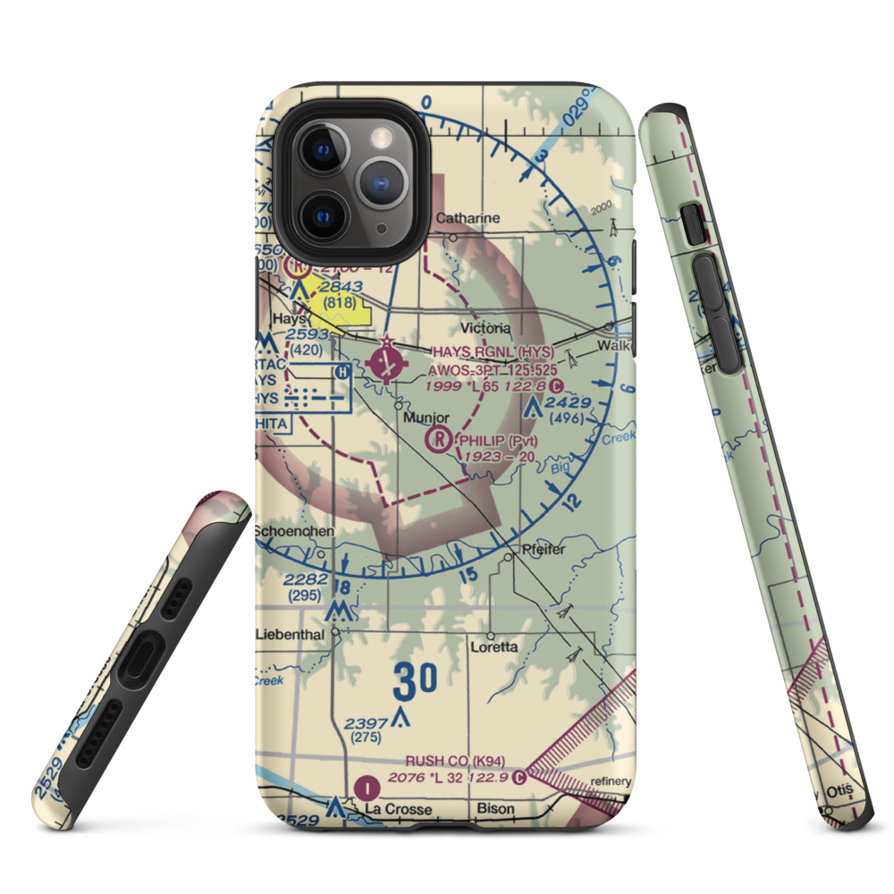 Philip Ranch Airport (73KS) VFR Sectional  Tough iPhone Case iPhone 11 Pro Max model shown