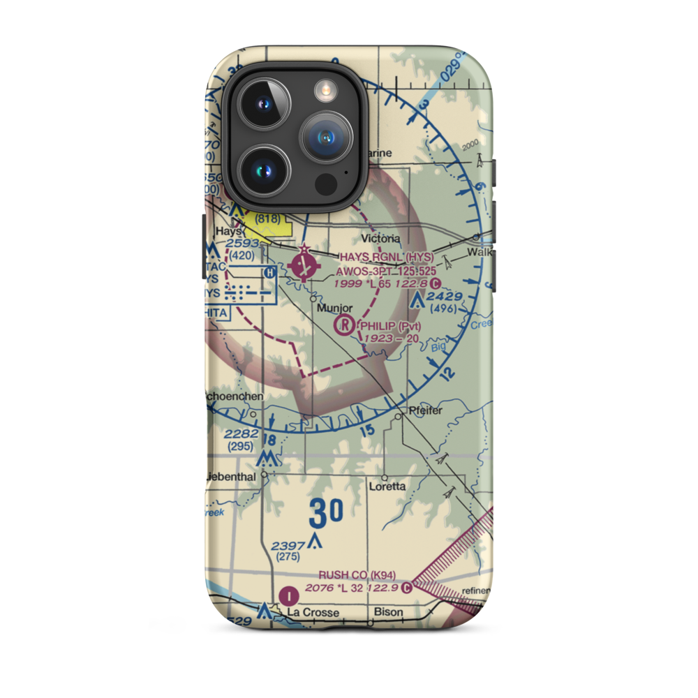 Philip Ranch Airport (73KS) VFR Sectional  Tough iPhone Case iPhone 16 Pro Max model shown