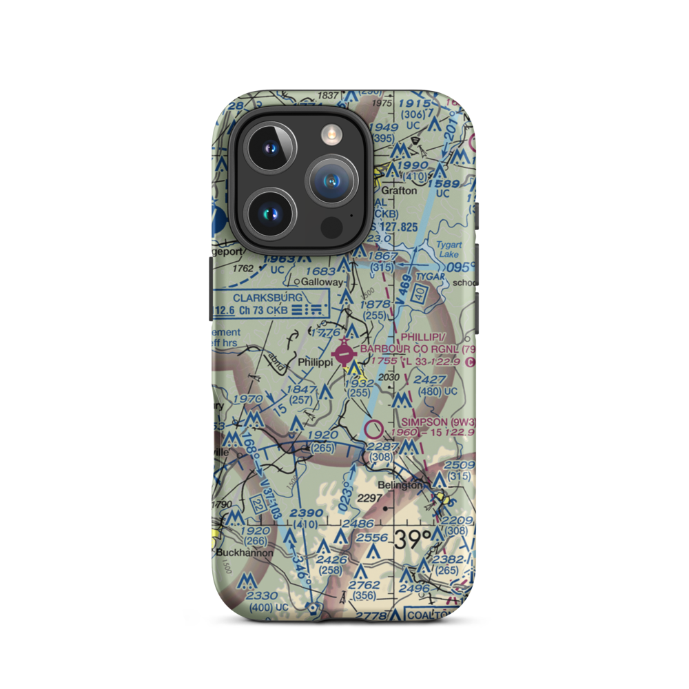 Philippi Barbour County Regional Airport (79D) VFR Sectional  Tough iPhone Case iPhone 16 Pro model shown