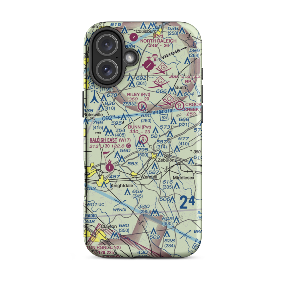 Phillip R Bunn Airport (51NC) VFR Sectional  Tough iPhone Case iPhone 16 Plus model shown