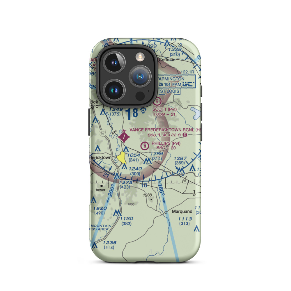 Phillips Airport (32MO) VFR Sectional  Tough iPhone Case iPhone 16 Pro model shown