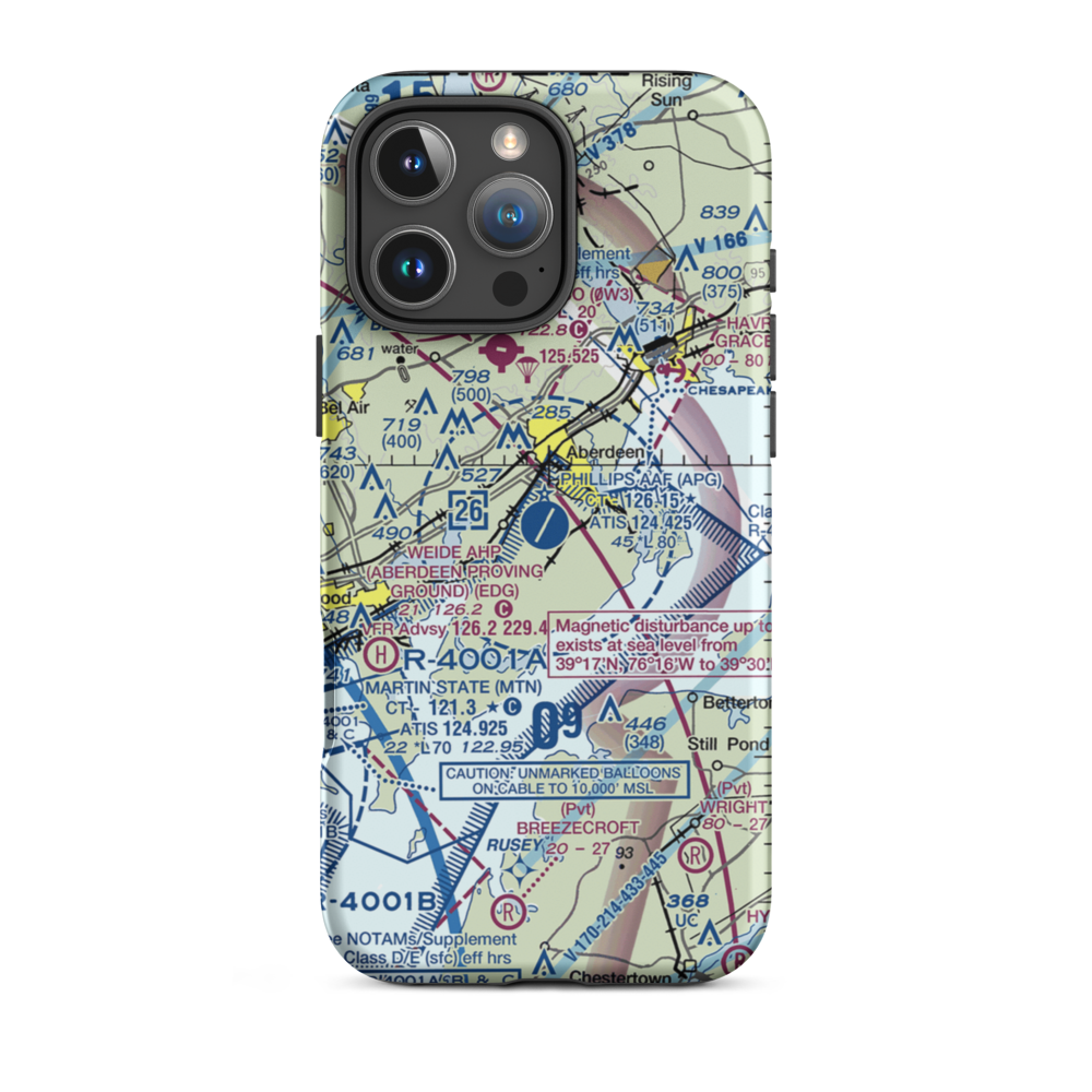 Phillips Army Air Field (APG) VFR Sectional  Tough iPhone Case iPhone 16 Pro Max model shown