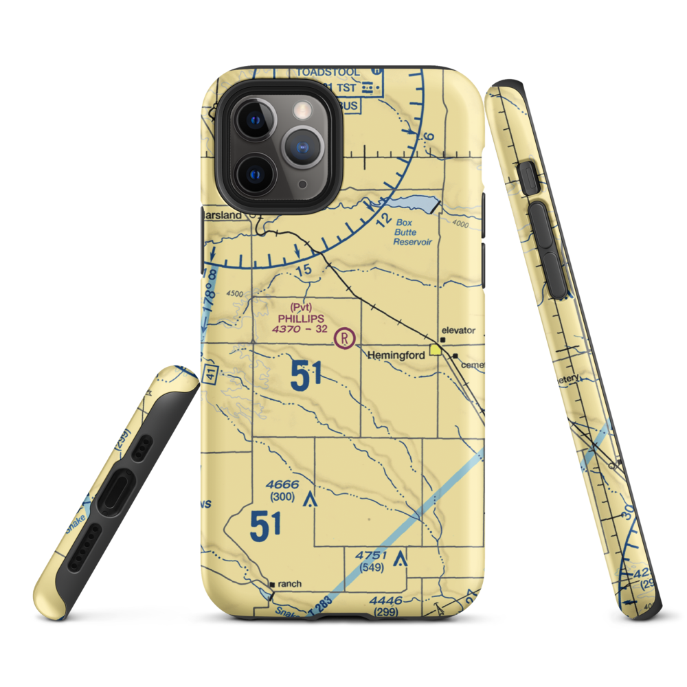 Phillips Private Airport (3NE2) VFR Sectional  Tough iPhone Case iPhone 11 Pro model shown