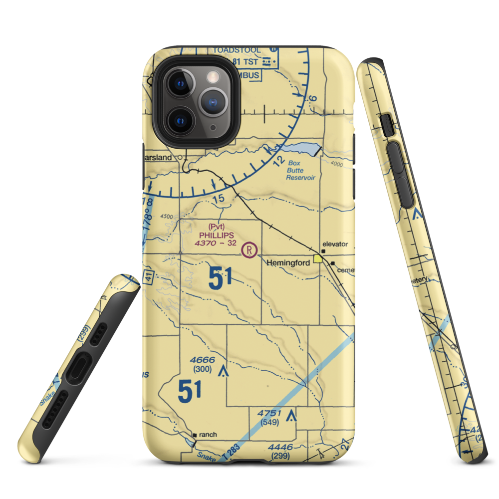 Phillips Private Airport (3NE2) VFR Sectional  Tough iPhone Case iPhone 11 Pro Max model shown