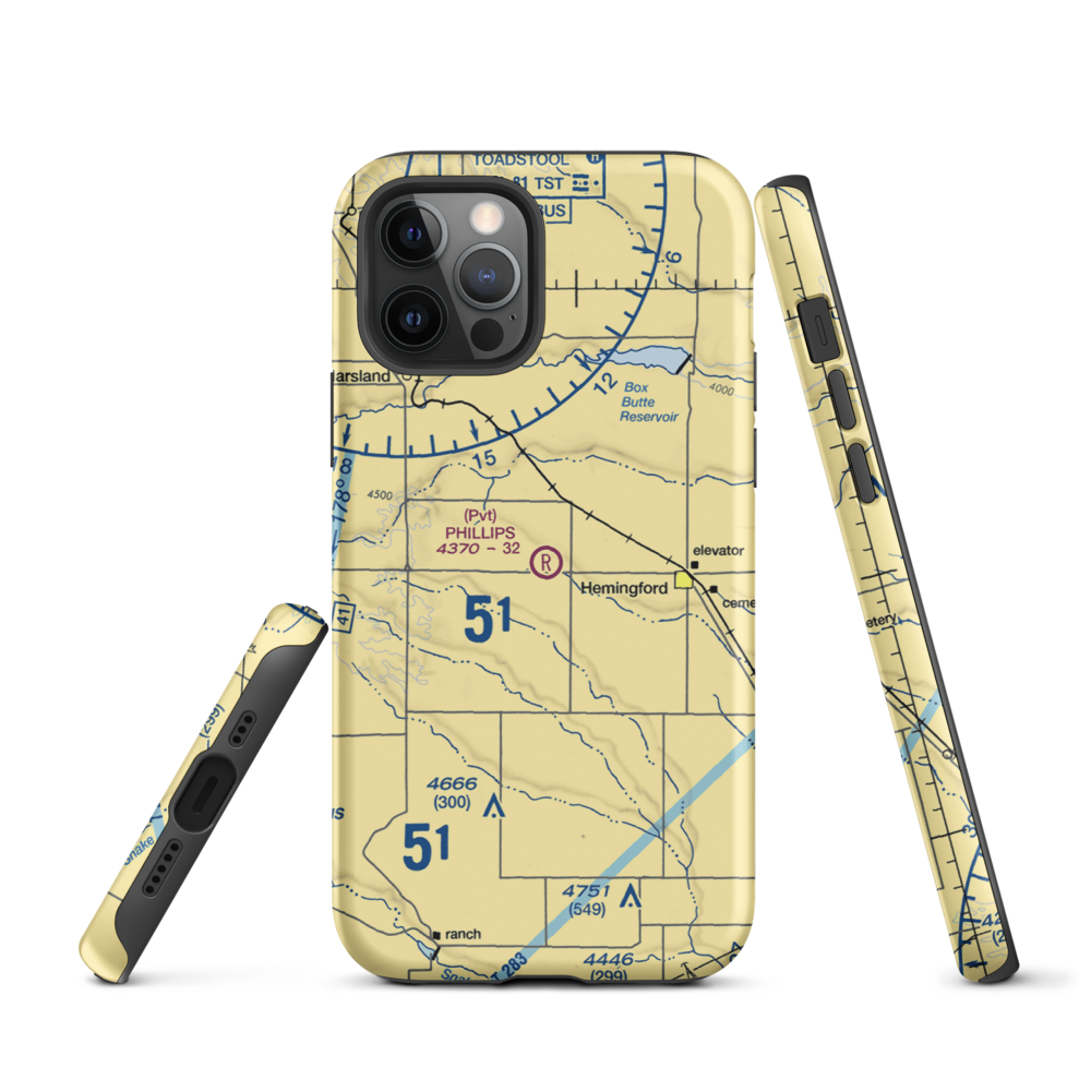 Phillips Private Airport (3NE2) VFR Sectional  Tough iPhone Case iPhone 12 Pro model shown
