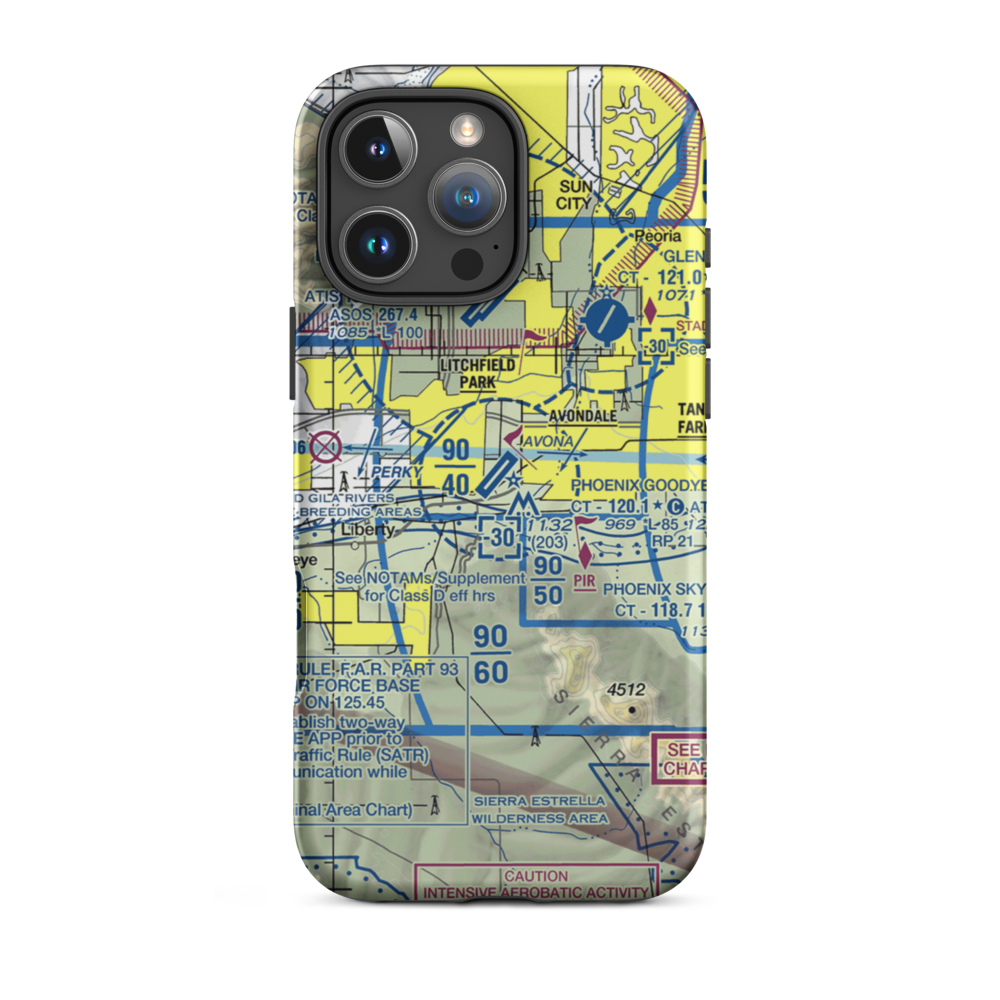 Phoenix Goodyear Airport (GYR) VFR Sectional  Tough iPhone Case iPhone 16 Pro Max model shown