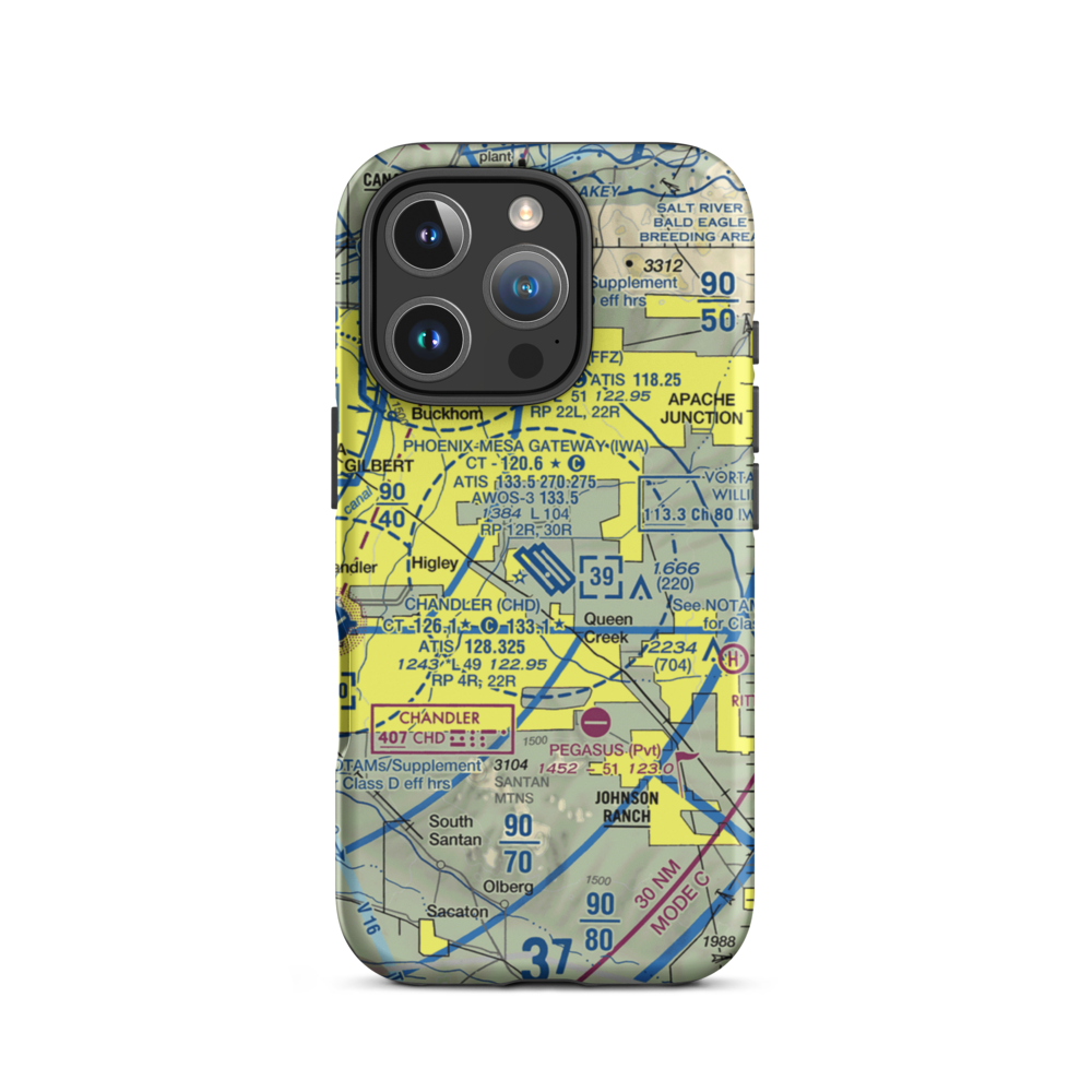 Phoenix-Mesa-Gateway Airport (IWA) VFR Sectional  Tough iPhone Case iPhone 16 Pro model shown