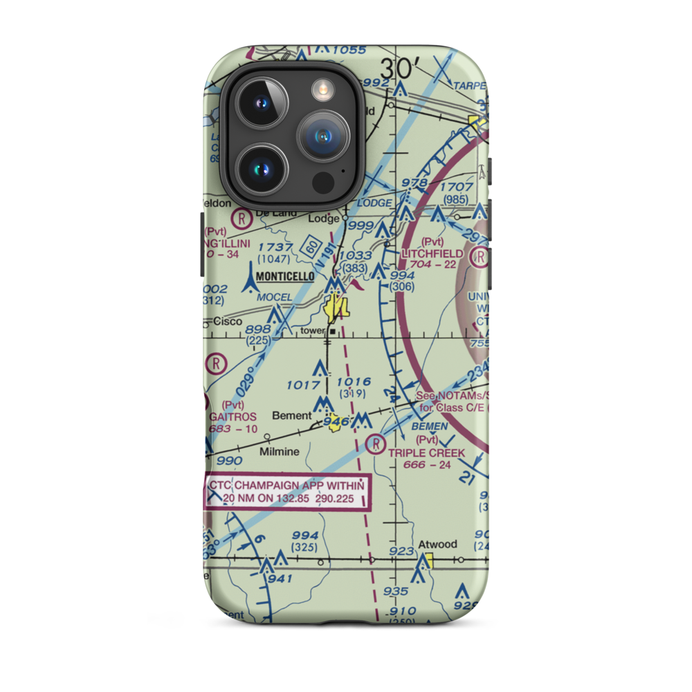 Piatt County Airport (2K0) VFR Sectional  Tough iPhone Case iPhone 16 Pro Max model shown