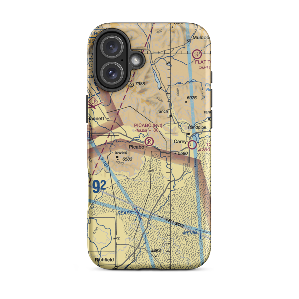 Picabo Airport (ID82) VFR Sectional  Tough iPhone Case iPhone 16 Plus model shown