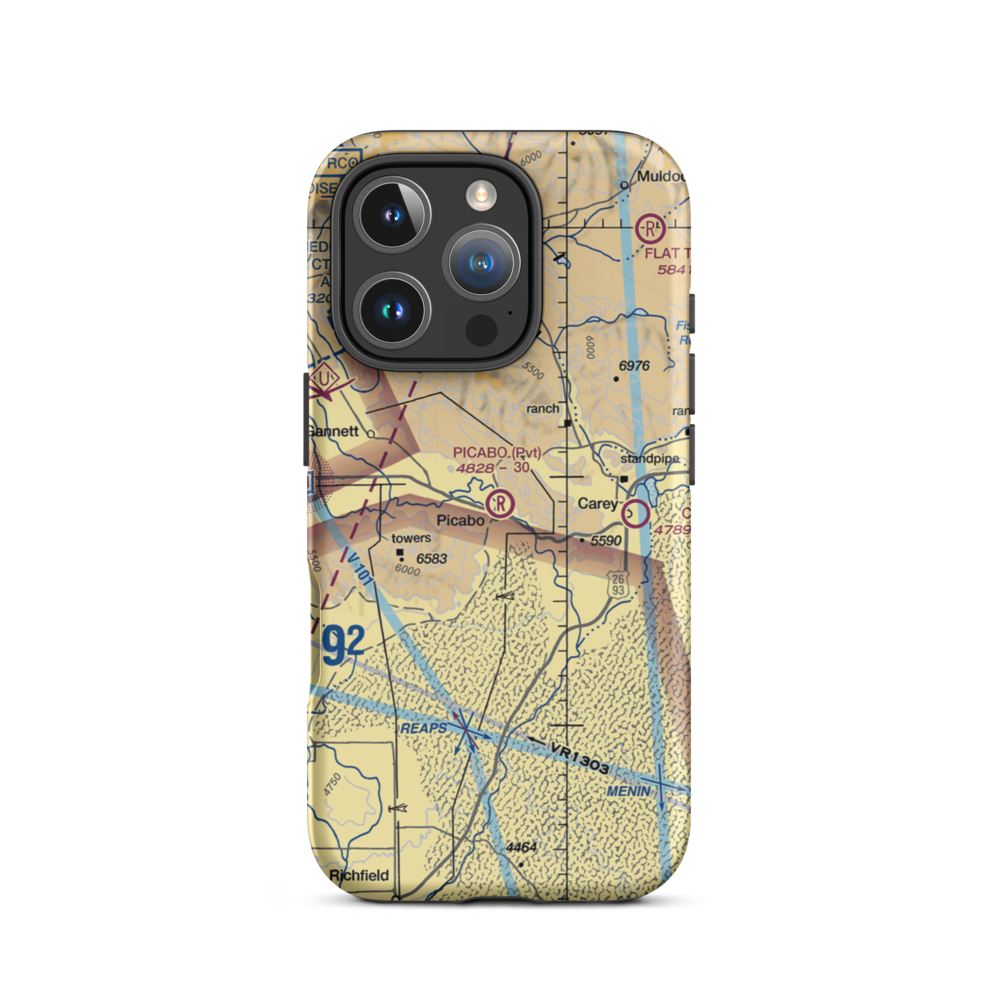 Picabo Airport (ID82) VFR Sectional  Tough iPhone Case iPhone 16 Pro model shown