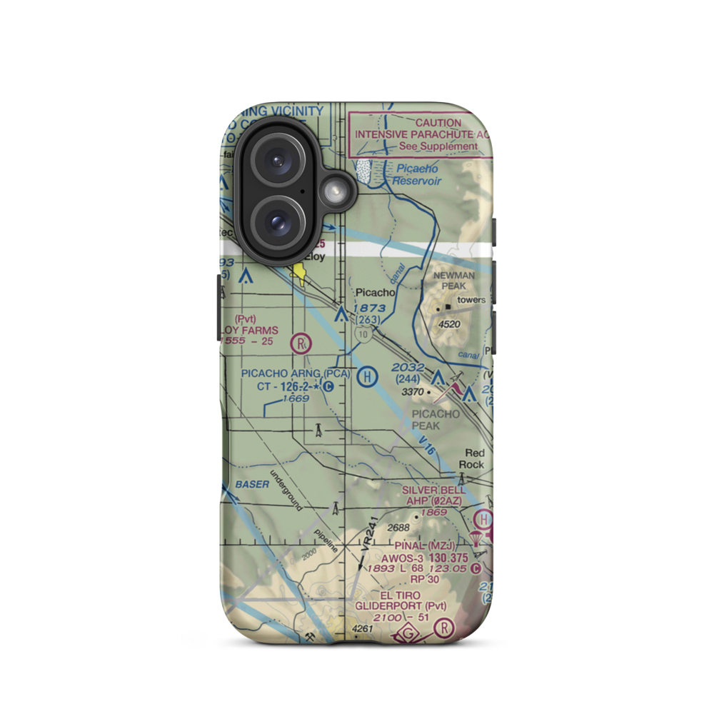 Picacho Stagefield Heliport (PCA) VFR Sectional  Tough iPhone Case iPhone 16 model shown